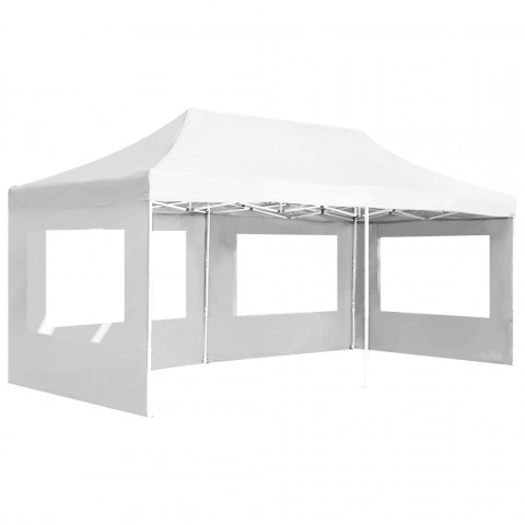 Tente de réception pliable avec parois Aluminium 6 x 3 m Blanc