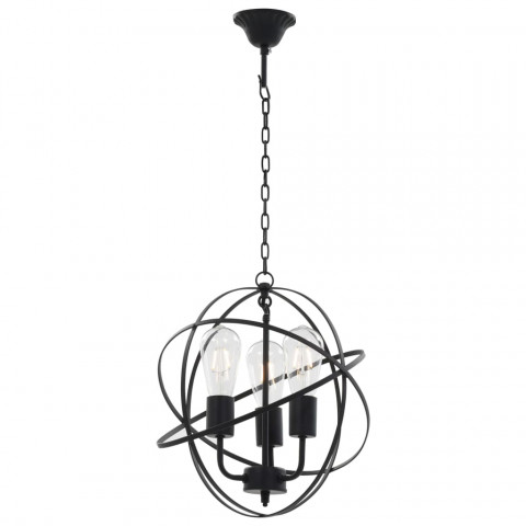 Lampe suspendue noir sphère 3 ampoules e27