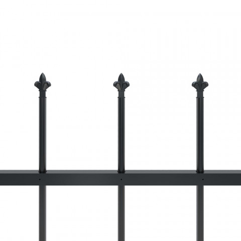 Clôture de jardin avec dessus en lance Acier 1,7 x 0,6 m Noir