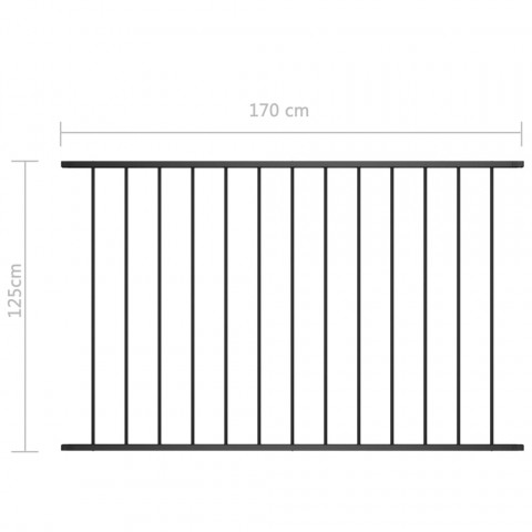 Panneau de clôture Acier enduit de poudre 1,7x1,25 m Noir