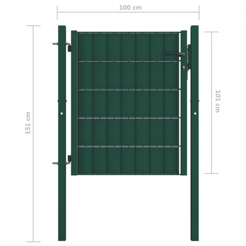 Portail de clôture Acier 100x101 cm Vert
