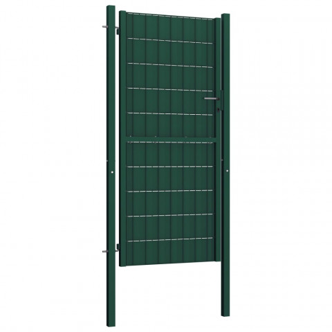Portail de clôture pvc et acier 100x124 cm vert