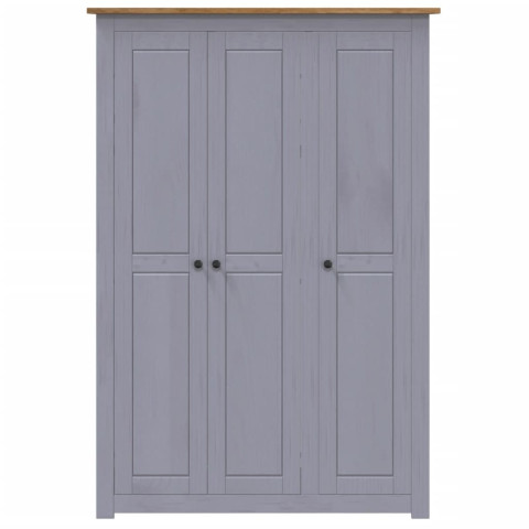 Garde-robe 3 portes gris 118x50x171,5 cm pin assortiment panama