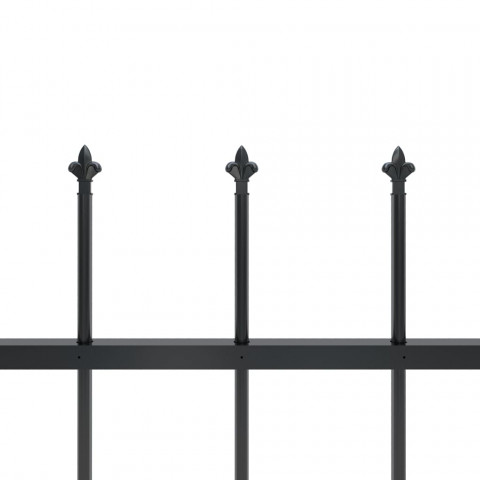 Clôture de jardin avec dessus en lance Acier 15,3 x 0,6 m Noir