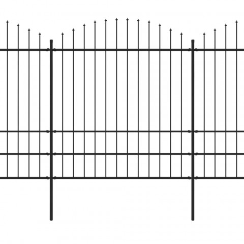 Clôture de jardin à dessus en lance acier (1,75-2)x6,8 m noir