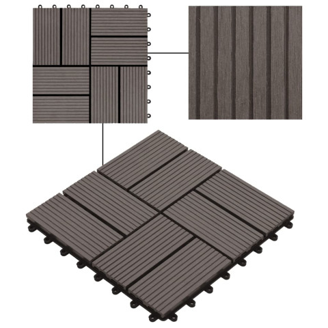 Carreaux de terrasse 22 pcs 30 x 30 cm 2 m² wpc - Couleur au choix