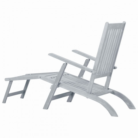 Chaise longue d'extérieur avec repose-pied délavage gris acacia