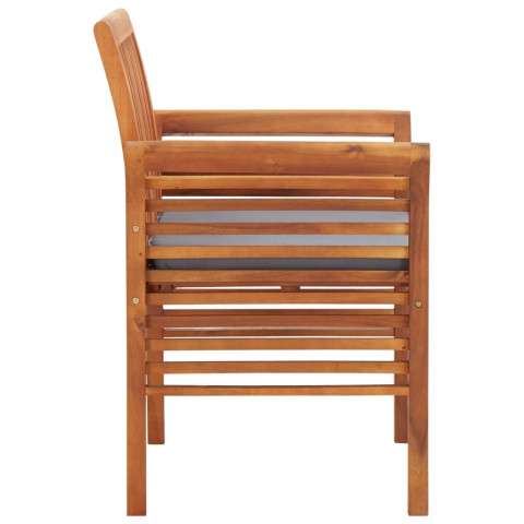 Chaises à dîner de jardin et coussins 2pcs bois d'acacia massif