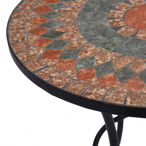 Table de bistro mosaïque orange/gris 60 cm céramique