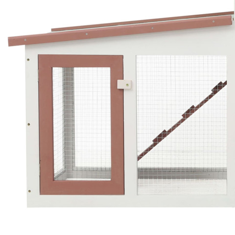 Clapier cage large d'extérieur 204 x 45 x 85 cm bois marron et blanc  02_0000607