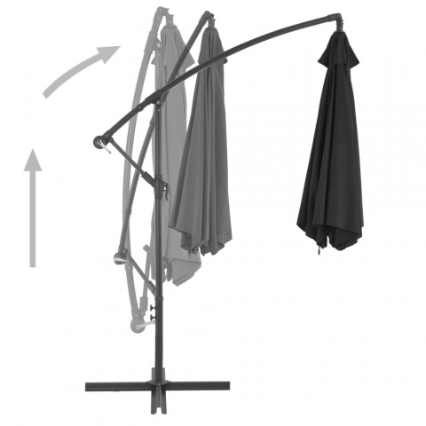 Parasol déporté avec mât en aluminium 300 cm Noir
