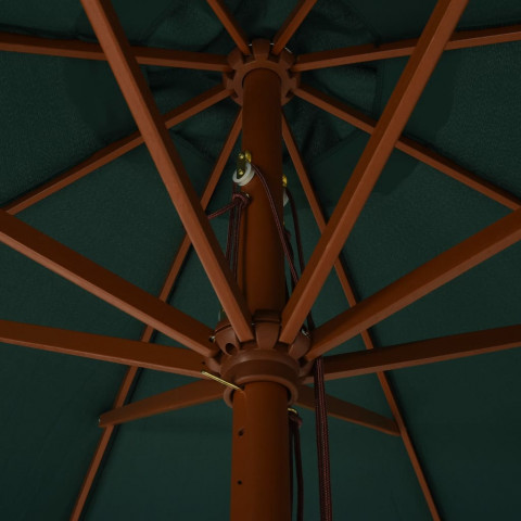 Parasol avec mât en bois 330 cm vert