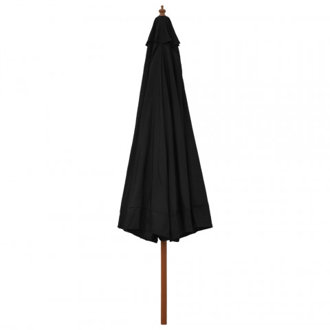 Parasol d'extérieur avec mât en bois 330 cm Noir