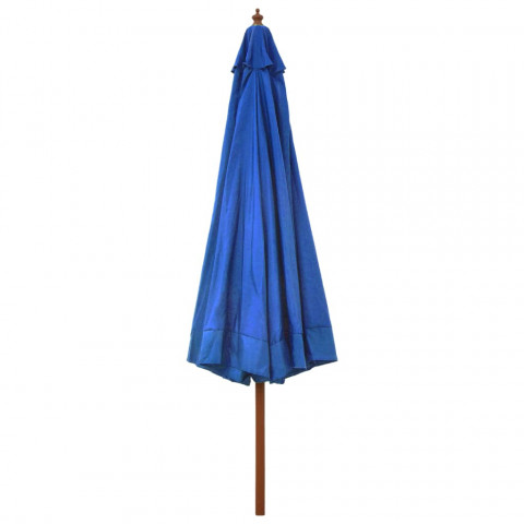 Parasol avec mât en bois 330 cm Bleu azuré