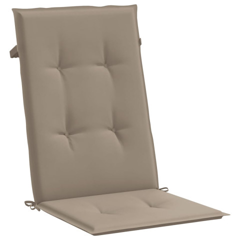 Coussins de chaise de jardin dossier haut lot de 2 taupe tissu