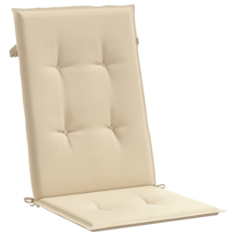 Coussins de chaise de jardin dossier haut lot de 2 beige tissu