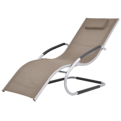 Transat chaise longue bain de soleil lit de jardin terrasse avec oreiller aluminium et textilène - Couleur au choix