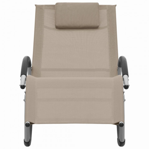 Chaise longue avec oreiller taupe textilène