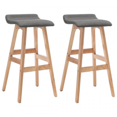 Tabourets de bar 2 pcs gris foncé tissu