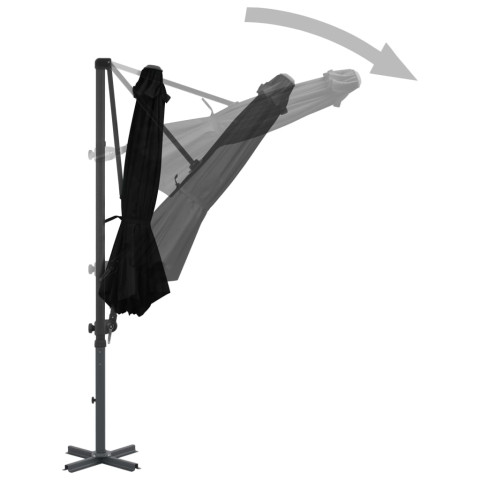 Parasol d'extérieur déporté avec mât en aluminium 300 cm noir helloshop26 02_0008496