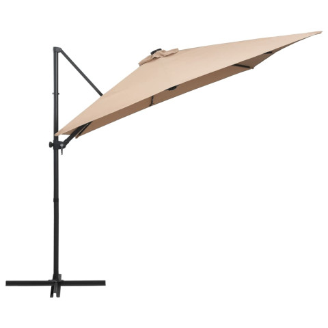 Parasol déporté avec led et mât en acier 250 x 250 cm - Couleur au choix