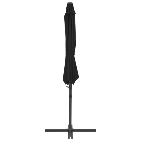 Parasol mobilier de jardin déporté avec mât en acier 300 cm noir helloshop26 02_0008474