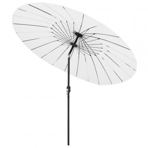 Parasol d'extérieur et mât avec aluminium 270 cm Blanc sable