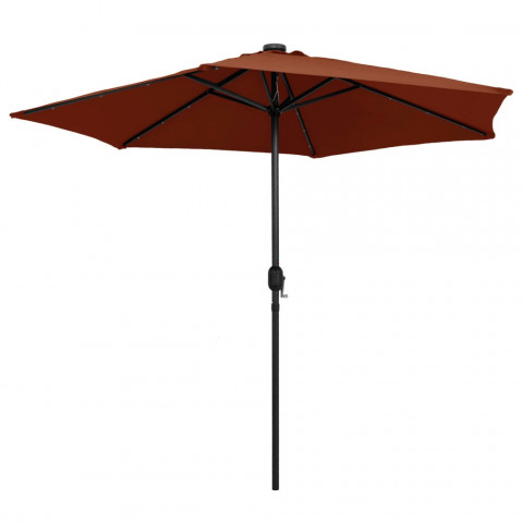 Parasol avec LED et mât en aluminium 270 cm Terre cuite