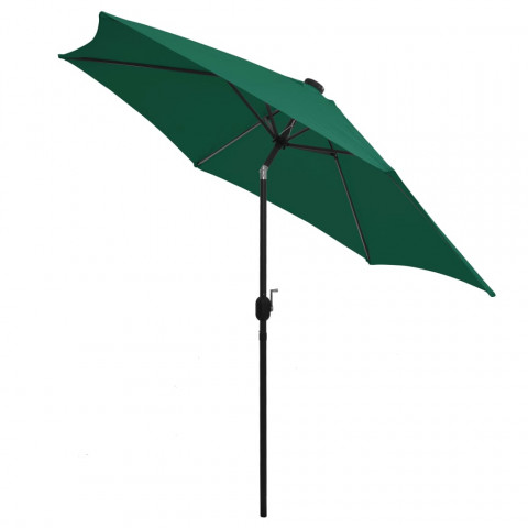 Parasol avec LED et mât en aluminium 300 cm Vert