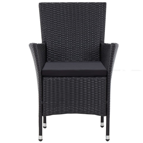 Mobilier à dîner d'extérieur 5 pcs résine tressée noir