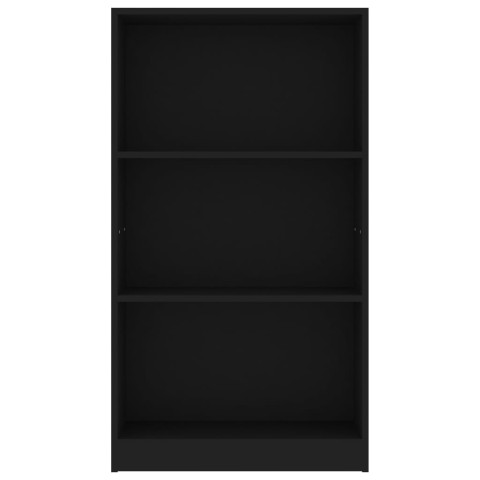 Bibliothèque 3 niveaux noir 60x24x109 cm bois d'ingénierie