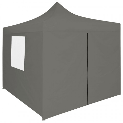 Tente de réception pliable avec 4 parois 2x2 m Acier Anthracite