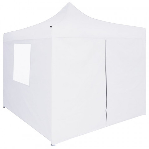 Tente de réception pliable avec 4 parois 2x2 m Acier Blanc