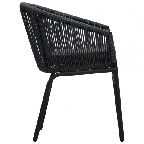 Chaises de jardin 2 pcs noir rotin pvc