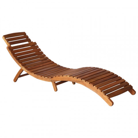 Chaise longue avec table à thé 3 pcs bois d'acacia massif