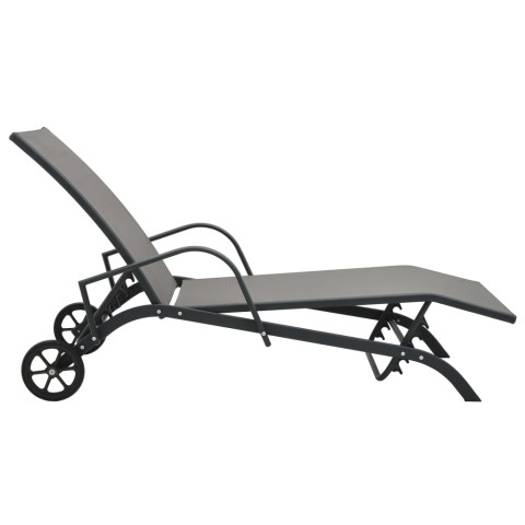 Lot de 2 transats chaise longue bain de soleil lit de jardin terrasse meuble d'extérieur avec table textilène et acier helloshop26 02_0012135