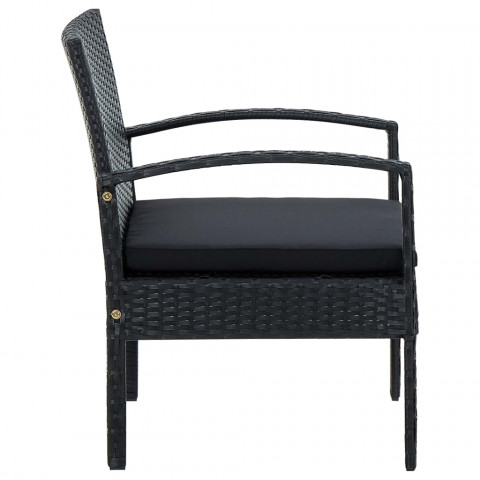 Chaise de jardin avec coussin résine tressée noir