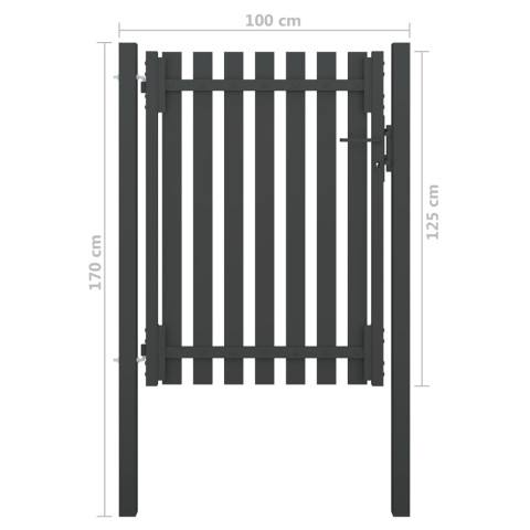 Portail de clôture de jardin acier 1x1,7 m anthracite