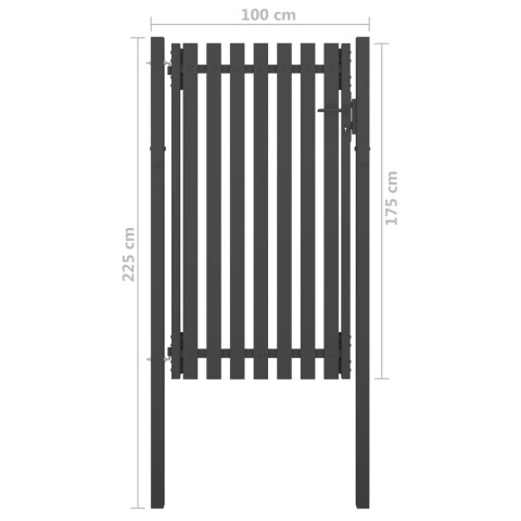 Portail de clôture de jardin acier 1x2,25 m anthracite