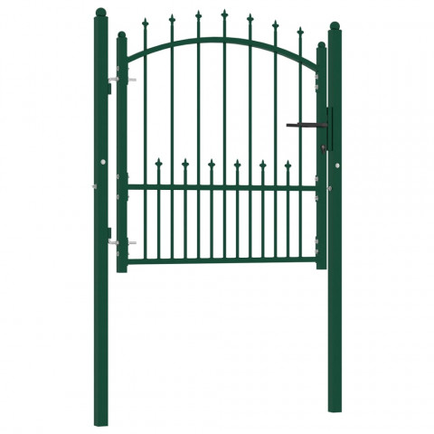 Portail de clôture avec pointes acier 100x100 cm vert