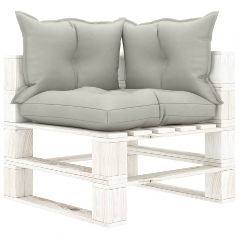 Canapé d'angle palette de jardin bois avec coussins - Couleur des coussins au choix