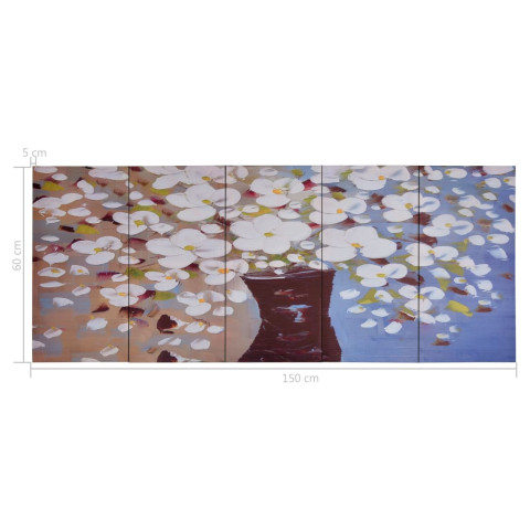 Jeu de tableau sur toile fleurs en vase multicolore 150x60 cm