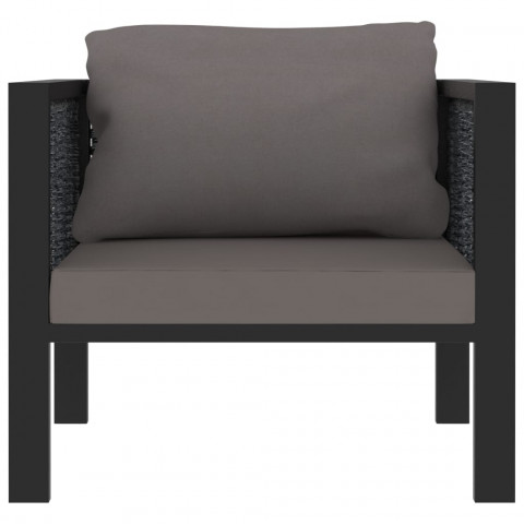 Canapé sectionnel avec coussin résine tressée anthracite