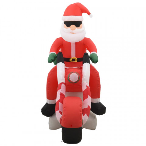 Père Noël gonflable sur moto LED IP44 160 cm