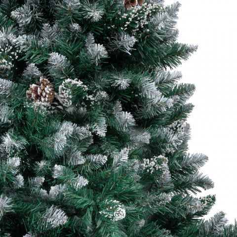 Sapin de Noël avec pommes de pin et neige blanche 150 cm