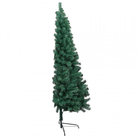 Sapin de Noël artificiel moitié avec support Vert 150 cm PVC