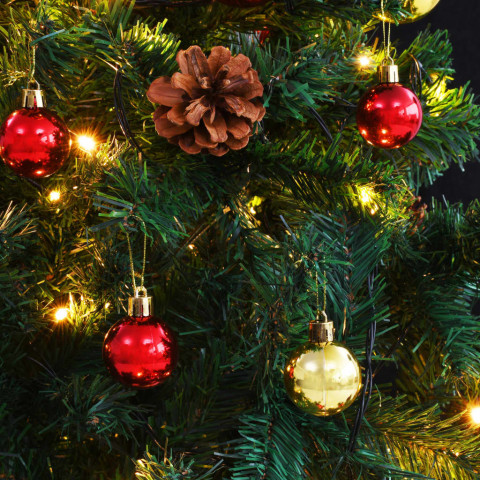 Arbre de Noël artificiel pré-éclairé avec boules vert 210 cm