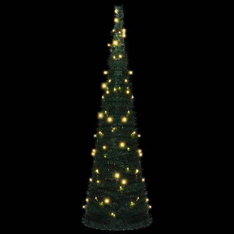  Sapin de Noël artificiel avec guirlandes et LED vert 150 cm