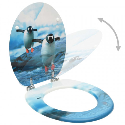 Siège de toilette avec couvercle mdf design de pingouin
