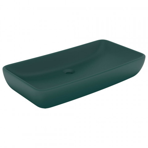 Lavabo de luxe rectangulaire vert foncé mat 71x38 cm céramique